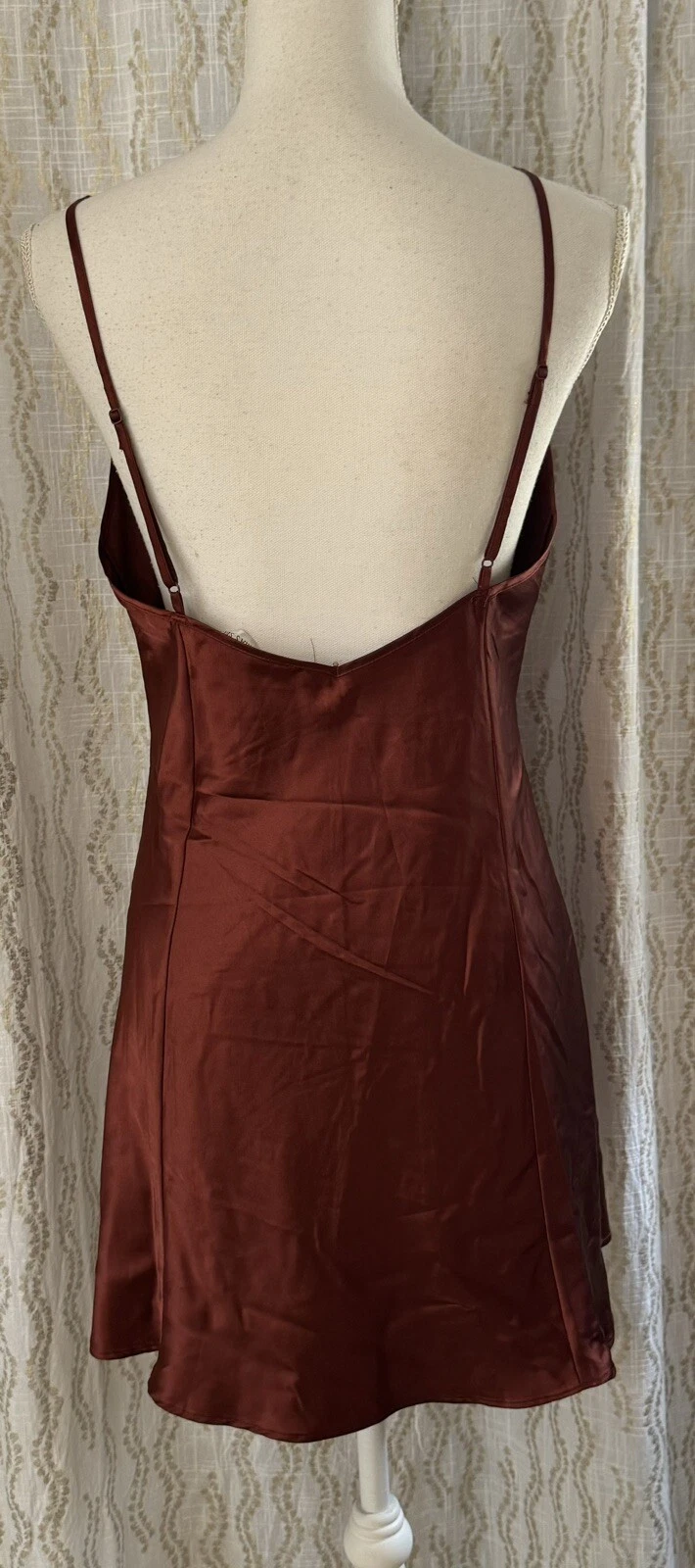 UNDERCOVER Victoria’s Secret Mini Abito Vintage Marrone Floreale Raso Pizzo Grande Anni 90 Vampiro