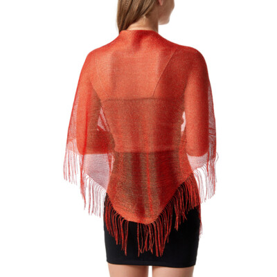 Women Wedding Sheer Poncho Sparkle Tassel Shawl Wraps