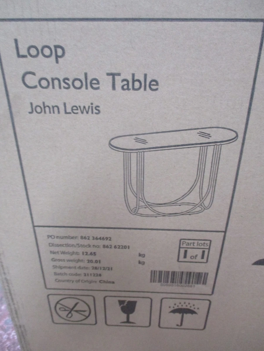 JOHN LEWIS LOOP CONSOLE TABLE GLASS AND STEEL NEW Delivery