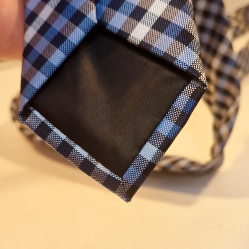 The Tie Lab Checkered Blue Polyester Necktie Business Formal Tie - Picture 5 of 6