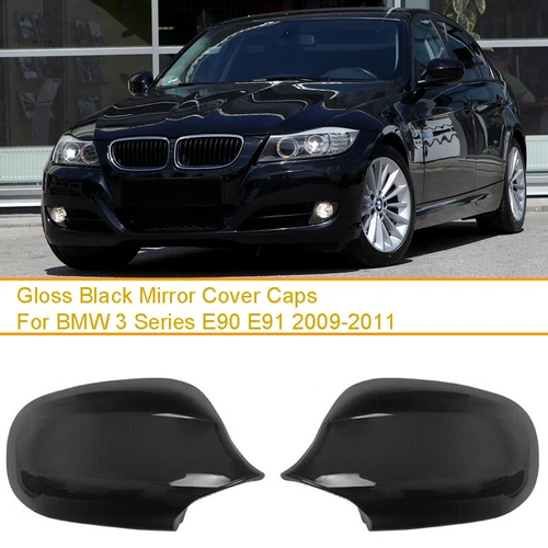 L&R Gloss Black Side Mirror Cover Cap Rearview For BMW E90 E91 E92 E93 LCI