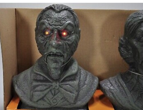Halloween Interactive Animated BUSTS 8.5” Eyes Light Up TALK Mouth Moves SENSOR - Picture 7 of 12