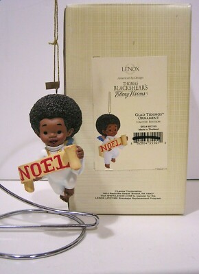 Thomas Blackshear EBONY VISIONS GLAD TIDINGS Angel Ornament NEW in BOX Noel
