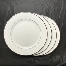 Set of 4 Plates 10 1/2 inch International Silver Company White with Trim
