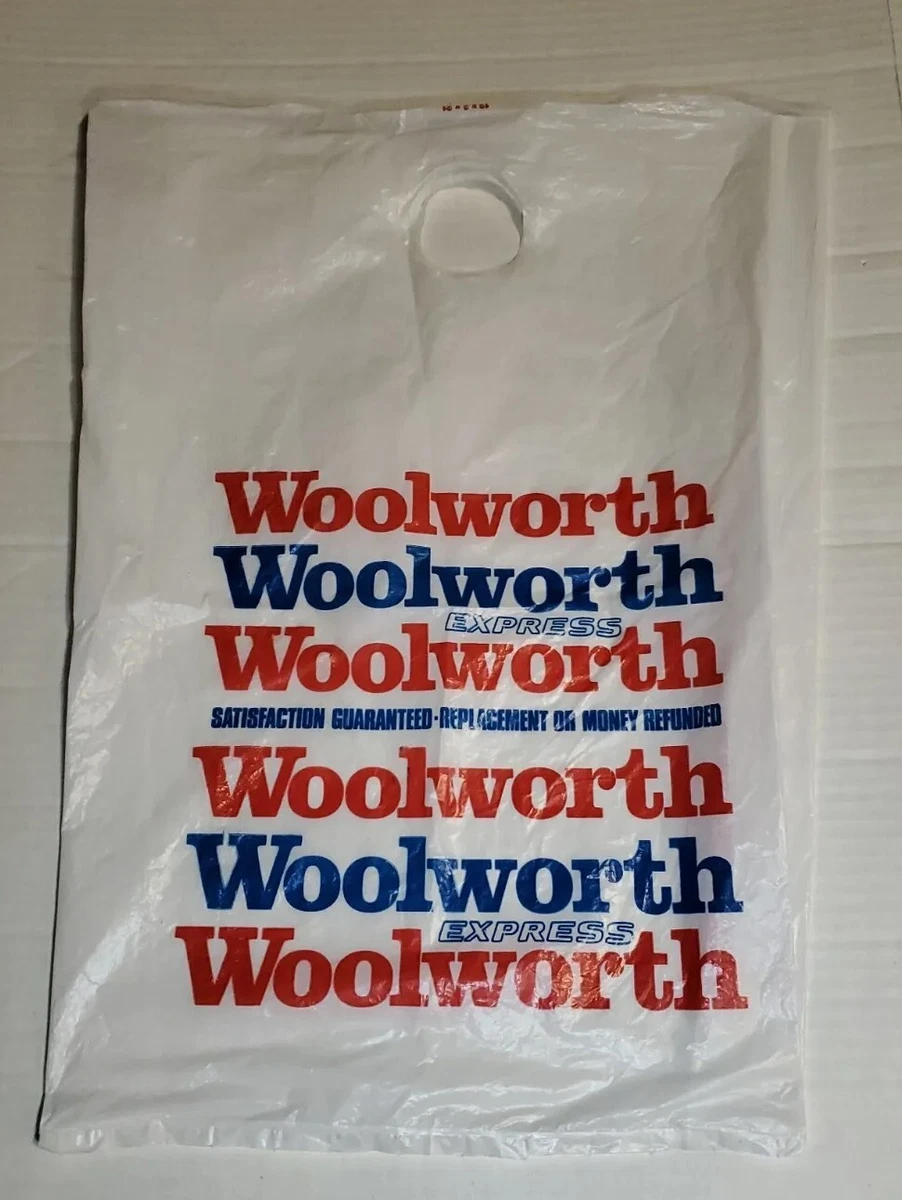 Vintage defunct Woolworth store plastic shopping bag movie photo prop
