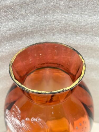 Antique Amberina Paneled Optic Glass Vase Mary Gregory Girl Birds - Picture 2 of 7