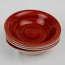Set of 4 Philippe Richard Swirl Cranberry Red Cereal Bowls - Discontinued