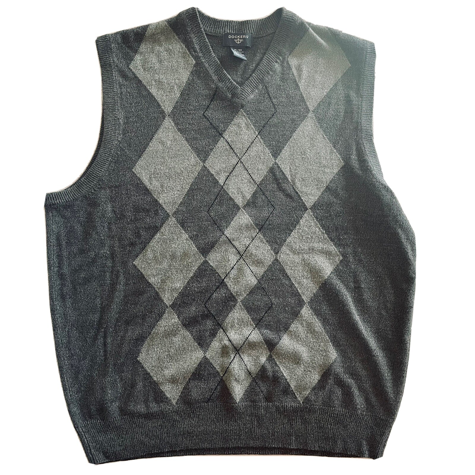 Men's Dockers SlimFit Argyle Sweater Vest Brown XL A… Gem