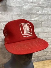 Vintage Made In USA Tecumseh Snap Back Trucker Hat Red NOS