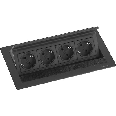 EVOline  FlipTop PUSH M 4x VDE Steckdosen schwarz matt