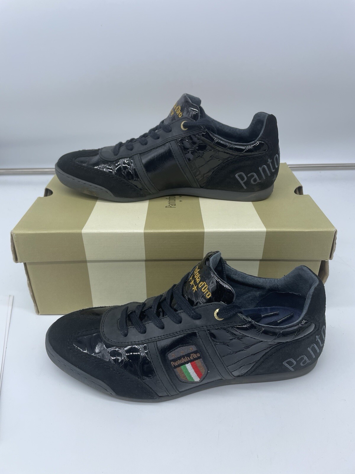 PANTOFOLA D’ORO Pantofola d'Oro Fortezza Glam Croco Scarpe da Ginnastica Basse Nero Uomo UK 9 Con Scatola