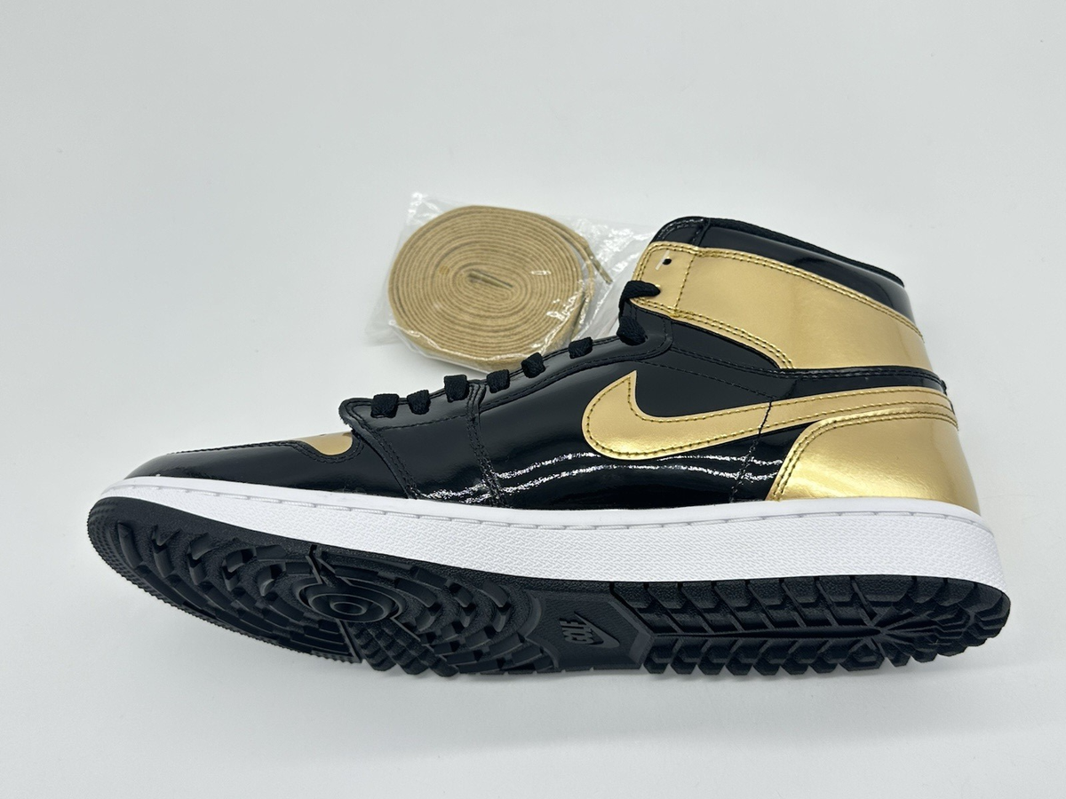 Nike Air Jordan Retro 1 High G Men's Size 11 Black Gold Toe Golf