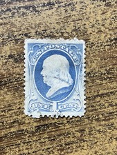 Raro francobollo banconota americana Benjamin Franklin grigio blu riinciso 1882 1C