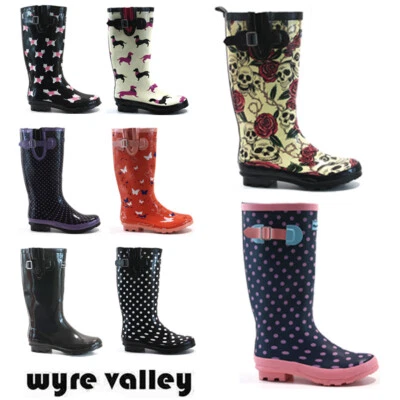 LADIES WATERPROOF WELLIES RAIN SNOW FESTIVAL GARDEN WELLINGTON FLAT BOOTS SIZE