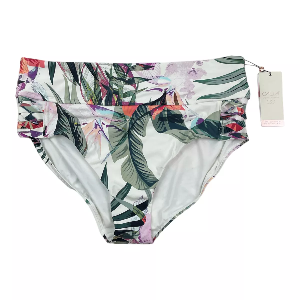 Calia by Carrie Underwood Bikini Swim Bottom Women 1X Botanical Island  Boyshorts