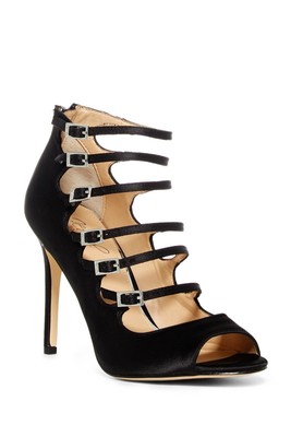 Escarpins Badgley Mischka Jewel Laurah - Taille US 8.5 - Noir Satin - Bretelles - Neuf Avec Emballage