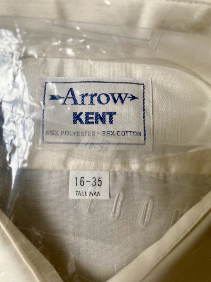 VTG NOS Arrow Kent Men’s Ivory Dress Shirt Size 16-35 Tall Man - Image 2 of 3