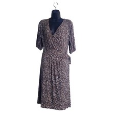 George Stretch Faux Wrap Dress Womens Medium 8-10 Leopard Animal Print