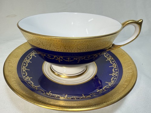 (3) Aynsley 'Georgian Cobalt' Smooth Footed TEA CUP & SAUCER SETS - Mint! - Picture 2 of 10
