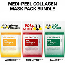 MEDI-PEEL Collagen Mask Pack Bundle 15 Sheets - 3 Types: Whitening, Pore, Calm