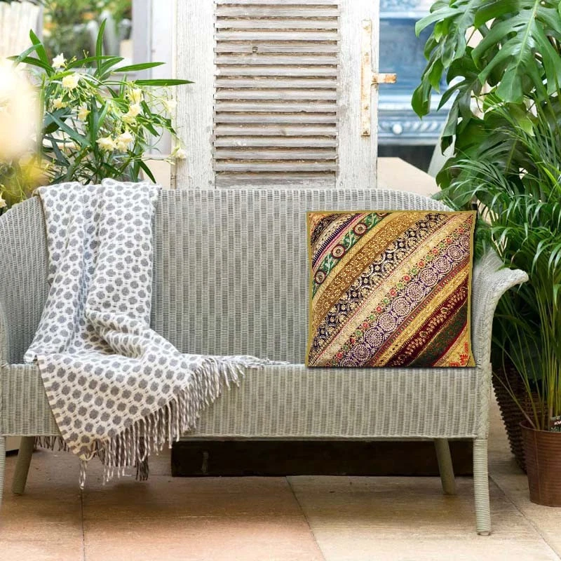 FUNDA DE ALMOHADA COJÍN PISO 30" EXQUISITA CUENTAS SARI INDIO MOTIVO DECORACIÓN HOGAR Foto 3 de 4