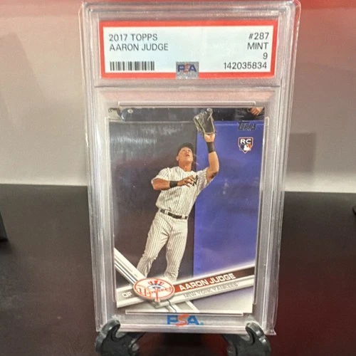 Topps 2017 Aaron Judge Rookie Yankees Fielding PSA 9 Base Card #287