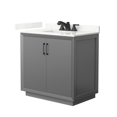Wyndham Collection WCF414136S-QTZ-US3MXX Strada 36'' - Dark Gray / Giotto Quartz