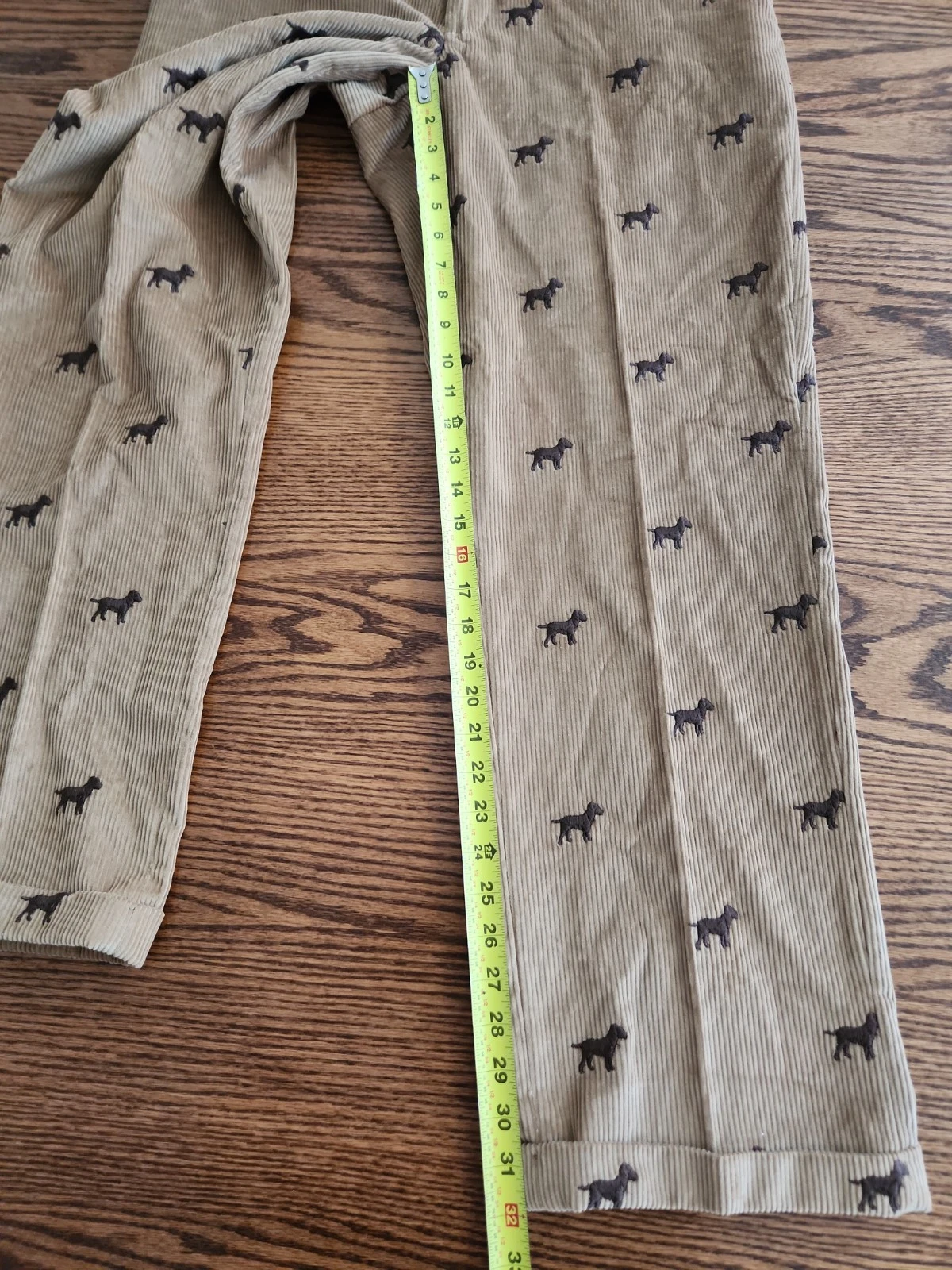 Vtg Orvis Pants Mens 38x32 (36x32) Tan Corduroy Dog Embroidered Cuffed USA Made - product detail image 8