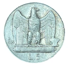 5 LIRE 1929 - AQUILOTTO - VITTORIO EMANUELE III - REGNO D'ITALIA - BB -