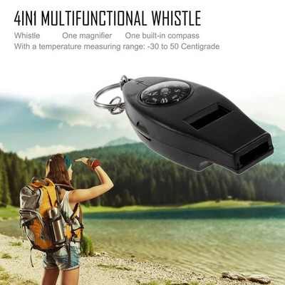 4in1 Mini Survival Tool Thermometer Pfeife Kompass Ourdoor Camping Wandern Werkzeuge