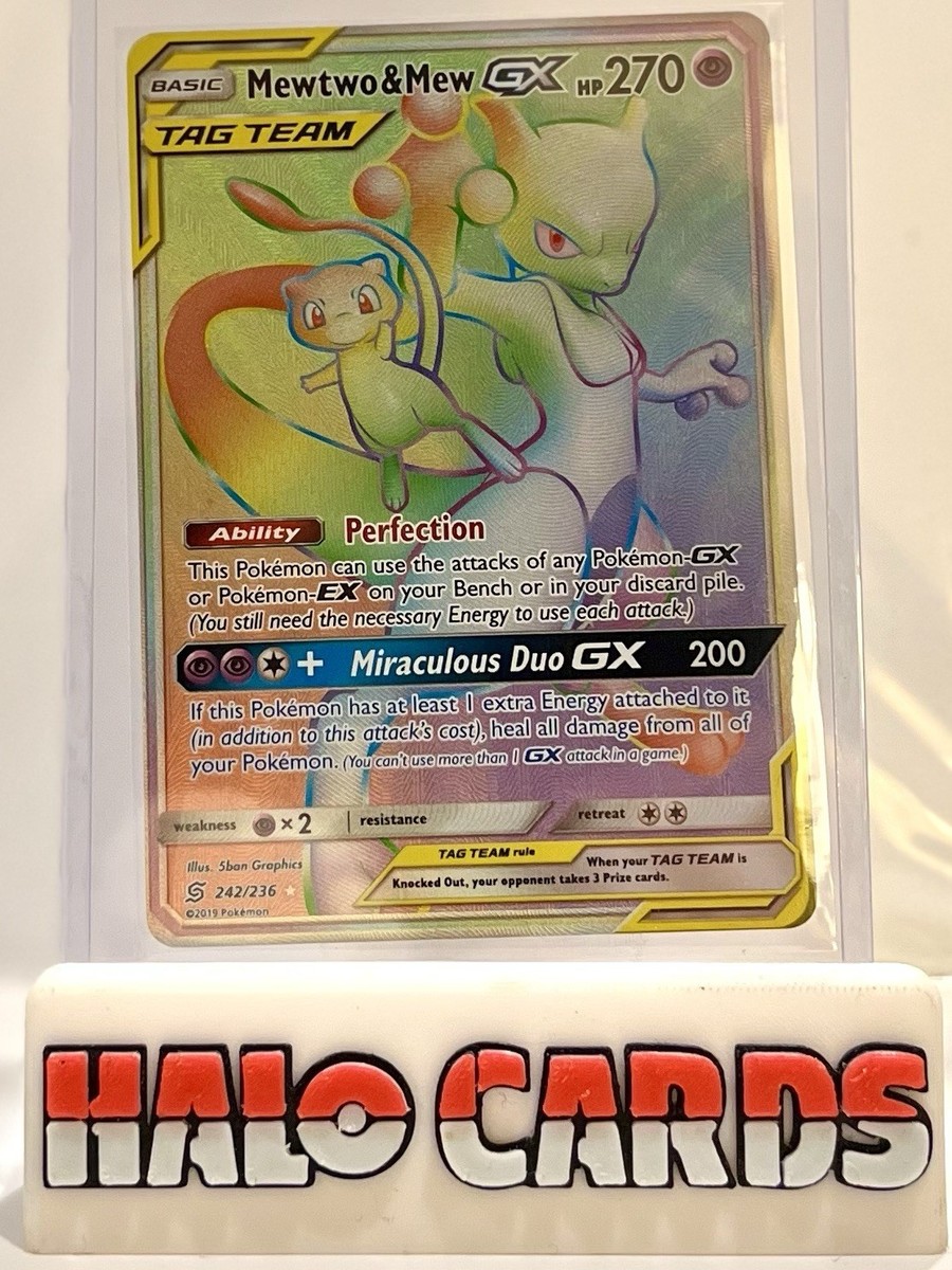 PACK FRESH Pokemon Unified Minds 242/236 Mewtwo & Mew GX Rainbow