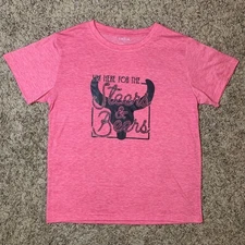 SHEIN Womens Small Pink Heathered Graphic Shirt I'm Here for the Steers & Beers