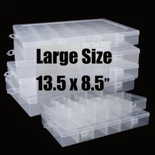 4Pack Large 24 Grids Plastic Organizer Box with Dividers - 24 Compartment Org...