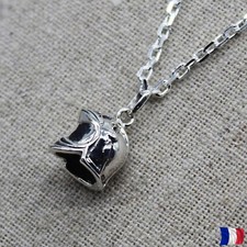 Pendentif casque pompier argent 925 massif avec chaîne argent en option