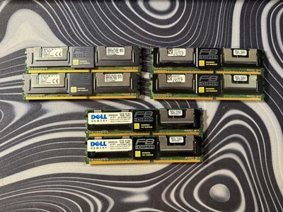 Lot of 6 FB-DIMM Server Memory 16GB (2×4GB Dell + 4×2GB Kingston)