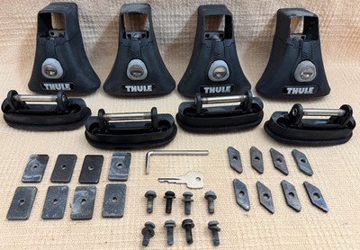 Set x 4 Thule 430 Tracker II Feet Foot Pack Towers TK1/TK4 Square + Locks & Key