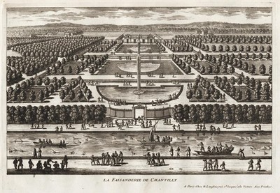 Chateau de Chantilly Pheasantry Faisanderie Fasan Perelle Kupferstich eng 306020