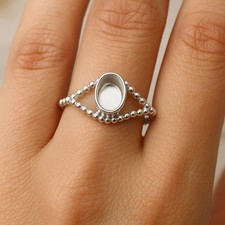 925 Sterling Silver Oval 8x10mm Bezel Ring Bead Band 2mm Deep Setting