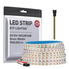 BTF-LIGHTING WS2812B IC RGB 5mm Ultra Narrow LED Strip 2020SMD DC5V Individually