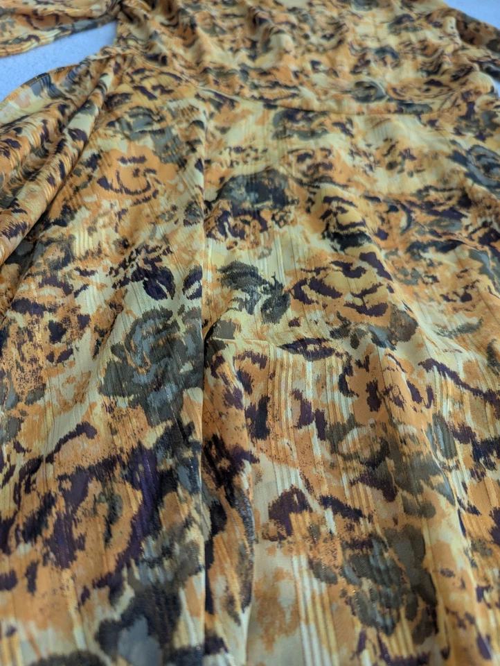 Vestido Amarillo Floral Talla L Vince Camuto Dobladillo Asimétrico Manga Larga Foto 4 de 4