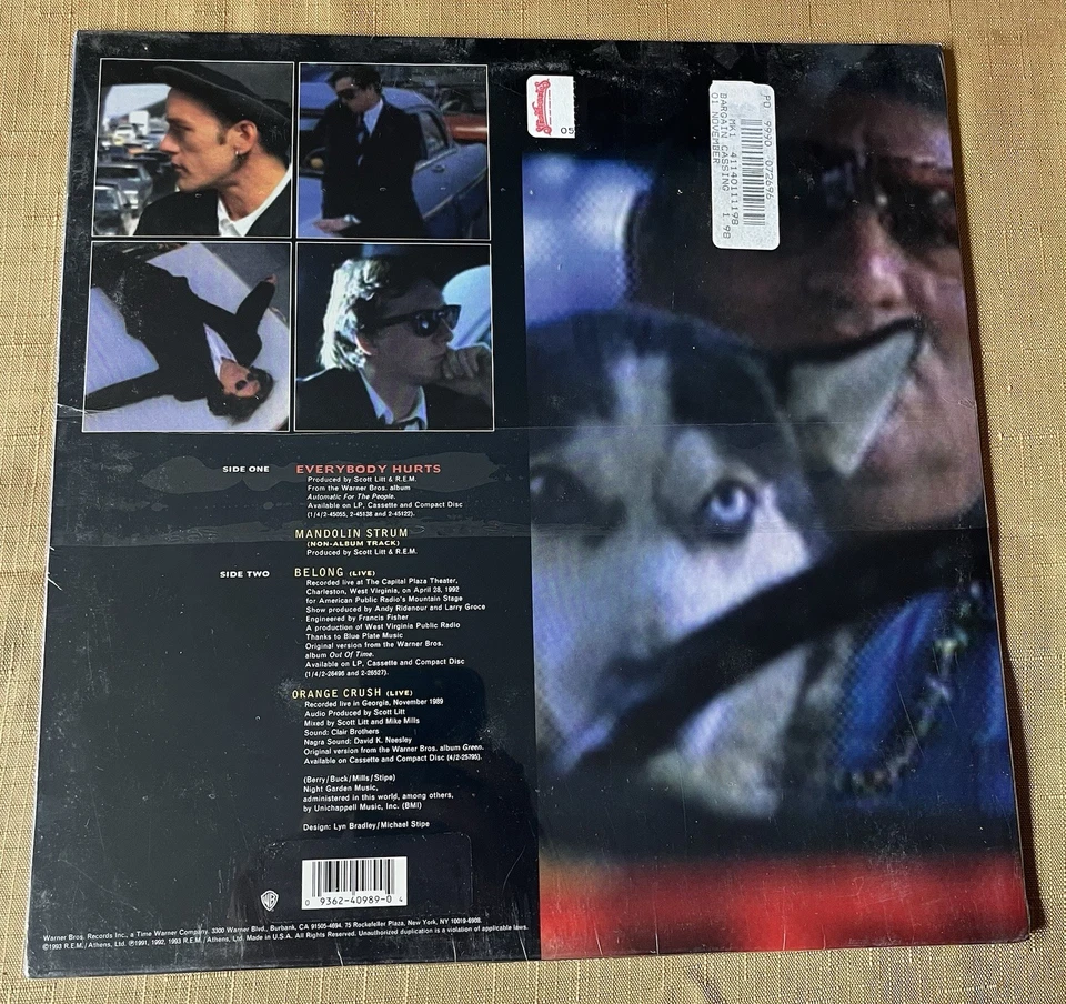 SEALED R.E.M. Everybody Hurts Colored Vinyl 1993 ORIGINAL 1ST PRESSING RARE OOP - Image 2 of 2