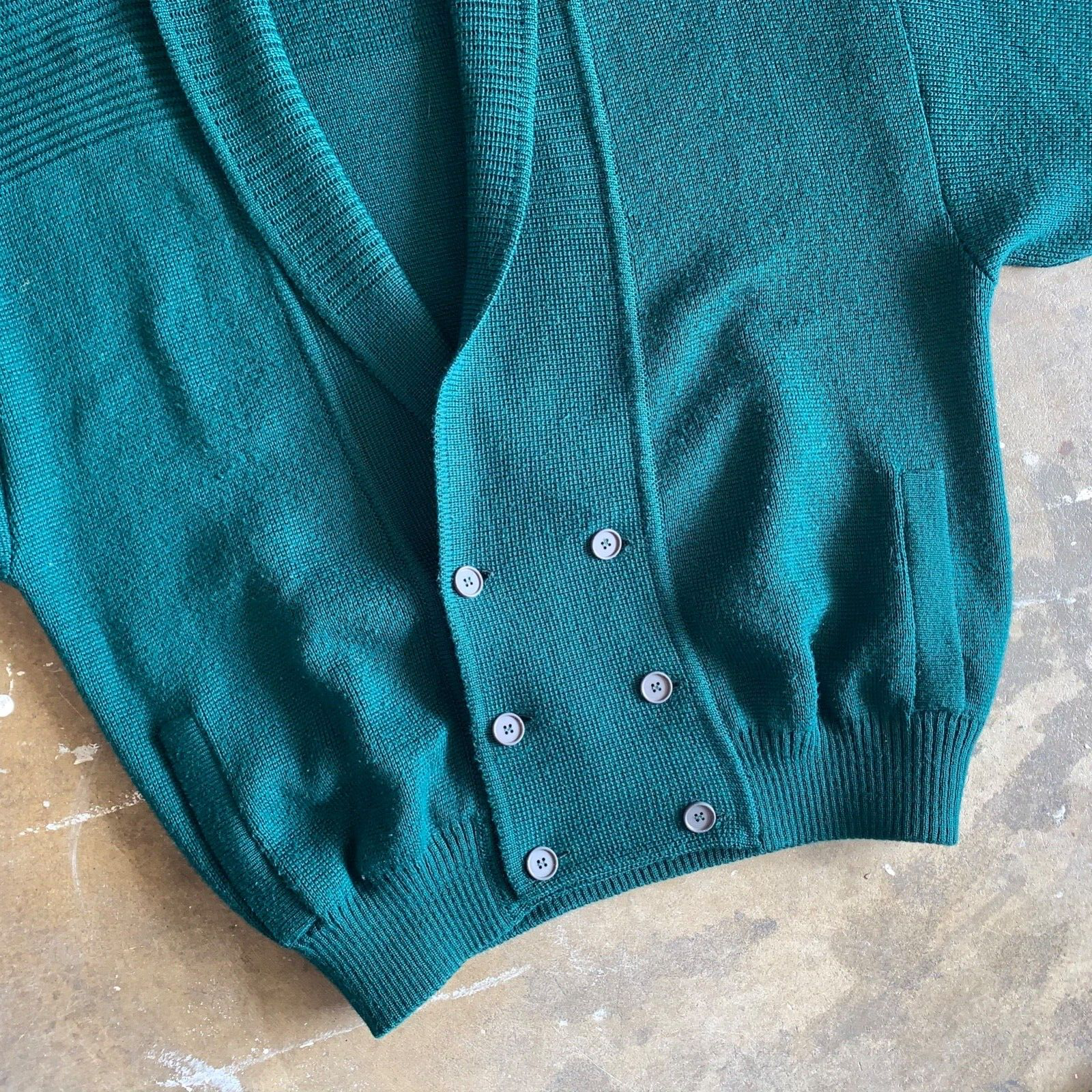 MAGLIONE DOPPIO PETTO DA UOMO VINTAGE YVES SAINT LAURENT YSL TAGLIA L VERDE CACCIATORE