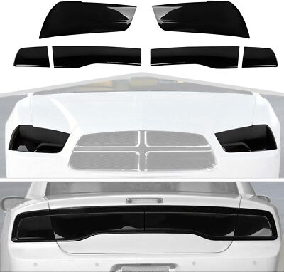 Smoked Black Tail Light Lamp Cover Front Headlights Kit For Dodge Charger 11-14