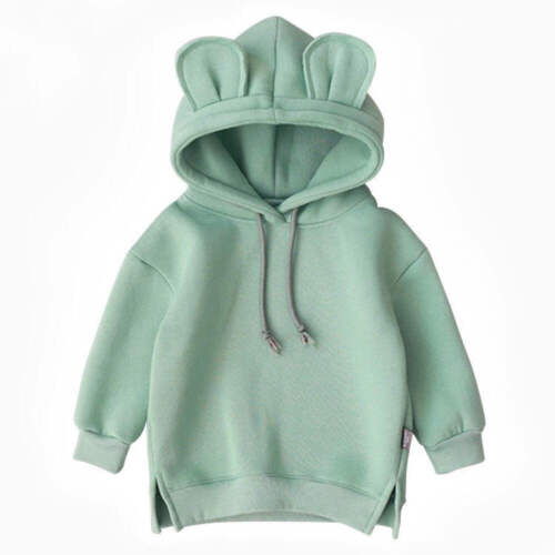 Cartoon Solid Color T-shirt Sweater Fleece Long-sleeved Hooded Children's T-shir - Picture 4 of 48