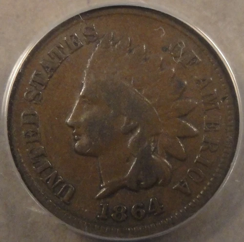 1864-L Indian Cent 1c  ANACS Certified VG8