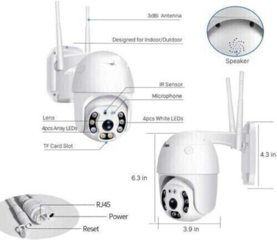 2X TELECAMERA IP CAM PTZ WIFI CAMERA DOME WIRELESS ESTERNO APP - Foto 5