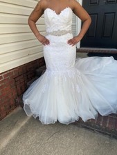 alfred angelo strapless wedding gown