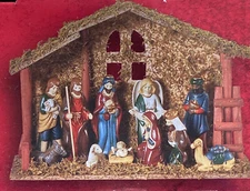 Home Accents Holiday Porcelain Nativity Scene Set 13 Piece 14.8" L  with Manger