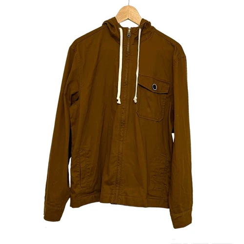 OLD NAVY Men's Cotton Hooded Rye Brown Jacket Size M NWT video thumbnail