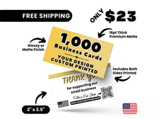 1000 Business Cards Printed, Custom Business Cards, Thick 16pt Glossy or Matte